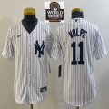 Youth Nike New York Yankees #11 Volpe white majestic baseball Jerseys-BD