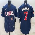 2023 World Cup #7 Tim Anderson blue USA majestic baseball jerseys 06