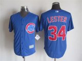 Chicago Cubs #34 Jon Lester blue majestic baseball jersey