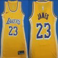 Nike Los Angeles Lakers #23 LeBron James yellow NBA Embroidered Women's Skirt-LT