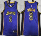 Jordan logo Los Angeless Lakers #9 B James Jr purple basketball jerseys 01