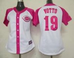 Cincinnati Reds 19# Joey Votto white fashion women MLB jersey