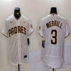 Nike San Diego Padres #3 Jackson Merrill white Flexbase Authentic Collection Jersey-BD 03