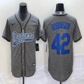 Nike Los Angeles Dodgers #42 Jackie Robinson Hemp grey majestic baseball jerseys Joint name -BD 01