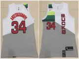 Nike Milwaukee Bucks 34# Giannis Antetokounmpo white gray nba Jersey-S8