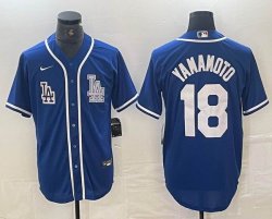 Nike Los Angeles Dodgers #18 Yoshinobu Yamamoto blue MLB baseball Jersey Joint name -BD 01