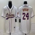 Nike Los Angeless Lakers #24 Kobe Bryant white baseball jerseys Joint name-BD 01