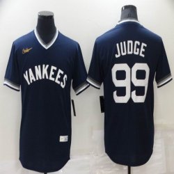 Nike New York Yankees #99 Aaron Judge throwback blue majestic baseball jersey-BD