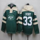 Custom New York Jets #33 Ivory Green NFL Hooded Sweatshirt