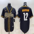 Nike Pittsburgh Steelers #12 Terry Bradshaw black baseball jerseys Joint name-BD