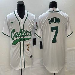 Nike Boston Celtics #7 Jaylen Brown white baseball jerseys Joint name-BD