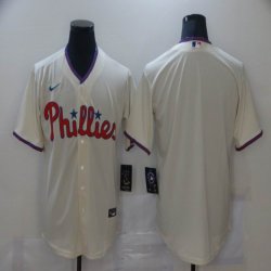 Nike Philadelphia Phillies blank beige majestic baseball jersey-BD