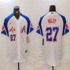 Nike Anaheim Angels #27 Austin Riley white blue throwback majestic baseball city version