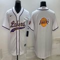 Nike NBA Los Angeles Lakers blank white baseball jerseys Joint name-BD 06