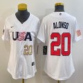 Women 2023 World Cup #20 Pete Alonso white USA majestic baseball jerseys 05