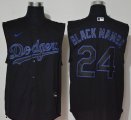 Nike Los Angeles Dodgers #24 Kobe BLACK MAMBA black majestic baseball Jersey with not sleeves