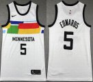 Nike Minnesota Timberwolves #5 Anthony Edwards white basketball jerseys city version-XD