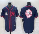 Nike New York Yankees blank blue MLB baseball Jersey Joint name big logo -BD 27