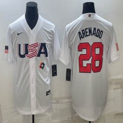 2023 World Cup #28 Arenado white USA majestic baseball jerseys 08