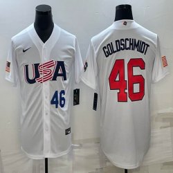 2023 World Cup #46 Paul Goldschmidt white USA majestic baseball jerseys 02