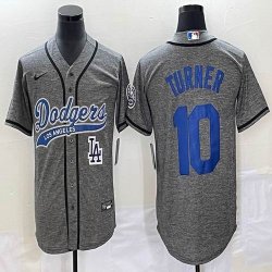 Nike Los Angeles Dodgers #10 Justin Turner Hemp grey majestic baseball jerseys Joint name -BD 01