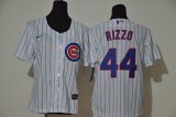 Women Chicago Cubs 44# Anthony Rizzo white kid mlb jerseys