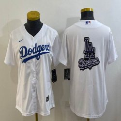 Women Los Angeles Dodgers blank white majestic baseball Jerseys-BD 02