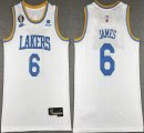 Nike Los Angeles Lakers #6 LeBron James white basketball jerseys 6 patch -XD