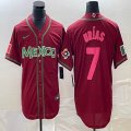 2023 World Cup Mexico #7 Julio Urias red majestic baseball jerseys 117