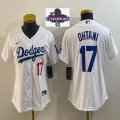 Women 2024 World Series Champions patch Los Angeles Dodgers #17 Shohei Ohtani Nike white majestic baseball Jersey