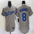 Nike Los Angeles Dodgers #8 Enrique Hernandez gray Flexbase Authentic Collection Jersey 01