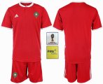 FIFA World Cup and Russia 2018 patch Morocco team red soccer jersey home