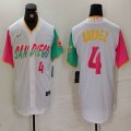 Nike San Diego Padres #4 Luis Arraez white pink green majestic mlb Jerseys city version 03