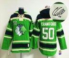 Chicago Blackhawks Corey Crawford 50 green hockey Hooded -Signature