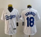 Youth Nike Los Angeles Dodgers #18 Yoshinobu Yamamoto white majestic baseball jerseys 01