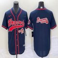 Nike Atlanta Braves blank blue majestic baseball MLB Jerseys Joint name -BD