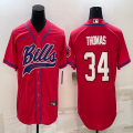 Nike Buffalo Bills #34 Thurman Thomas red baseball jerseys Joint name-BD