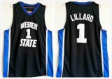 NCAA Weber State Wildcats #1 Damian Lillard Black College Basketball Jerseys