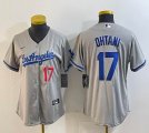 Youth Los Angeles Dodgers #17 Shohei Ohtani gray Nike majestic baseball Jersey Joint name -BD 08