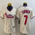 Women Nike Philadelphia Phillies #7 Trea Turner beige majestic baseball jersey