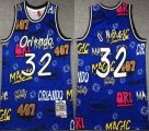 Orlando Magic #32 Shaquille O'Neal blue Throwback NBA Jersey-XD 01