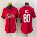 Women San Francisco 49ers #80 Jerry Rice red baseball jerseys Joint name-BD