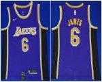 Nike Los Angeles Lakers #6 James purple basketball jerseys