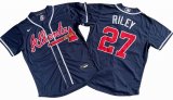 Men's Atlanta Braves 27# Austin Riley Nike Navy Alternate Replica Player Name Jersey