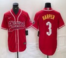 Nike Philadelphia Phillies #3 Bryce Harper red majestic baseball jersey Joint name-BD