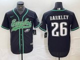 Nike Philadelphia Eagles #26 Saquon Barkley black baseball jerseys Joint name-BD