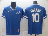 Nike Los Angeles Dodgers #10 Justin Turner Blue throwback baseball jersey