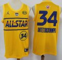 2021 Milwaukee Bucks 34# Giannis Antetokounmpo yellow NBA All Star nba Jersey