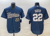 New York Yankees Juan Soto Nike blue majestic baseball Jersey Joint name -BD