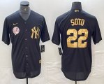 New York Yankees #22 Juan Soto Nike black gold majestic baseball Jersey -BD 02